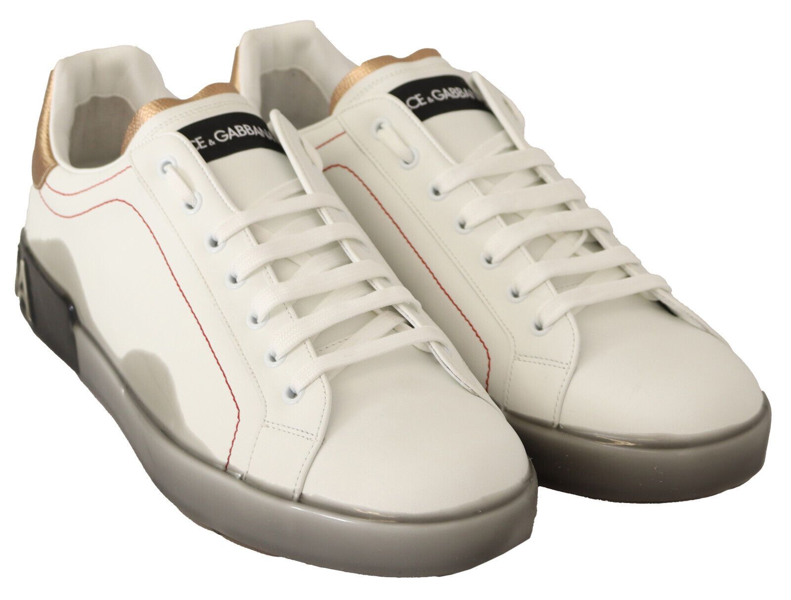 White Gold Leather Low Top Sneakers Casual Shoes