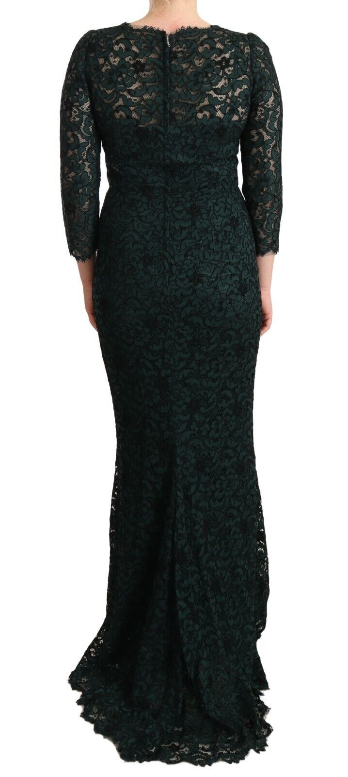 Green Floral Lace Maxi Floor Length Dress