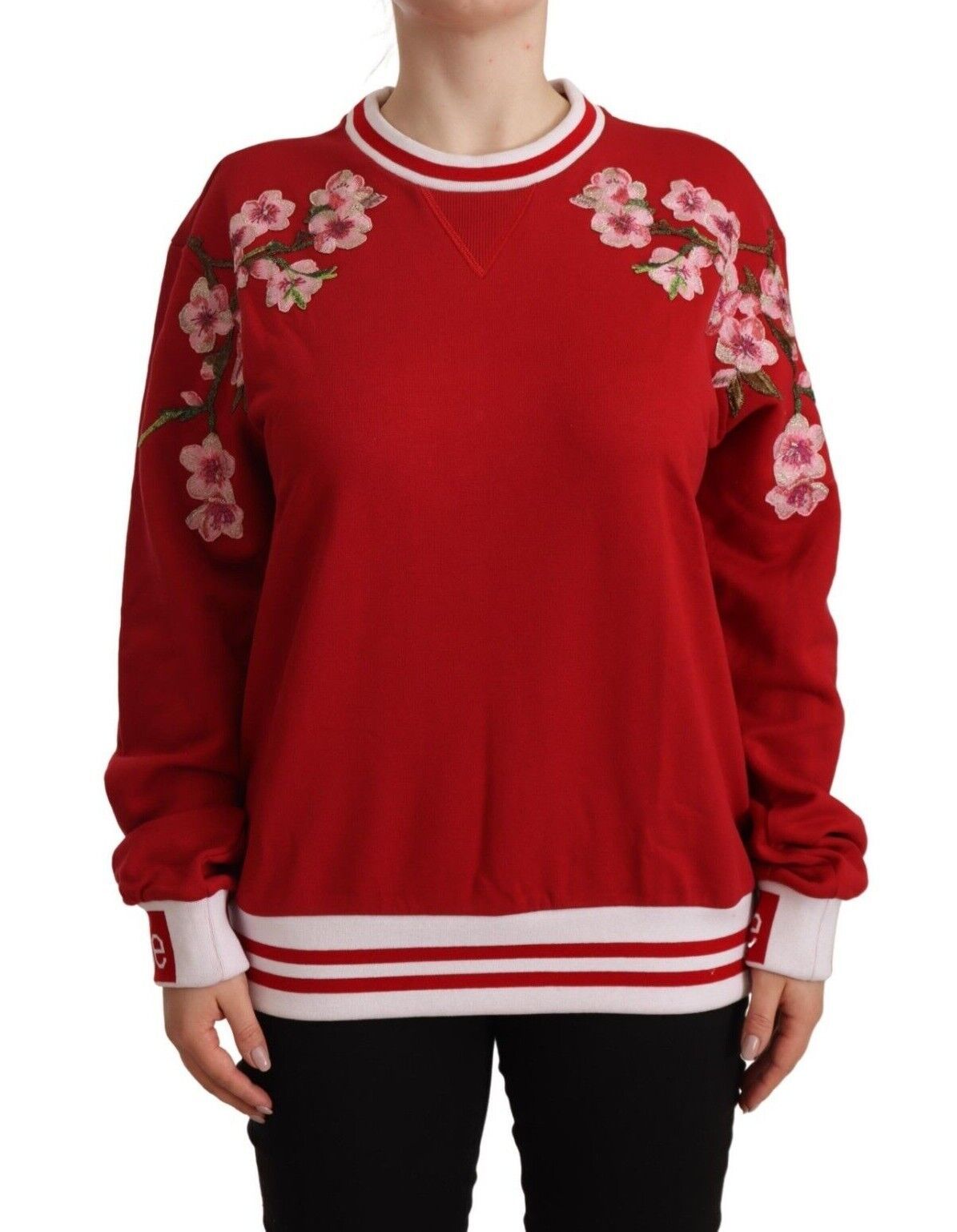 Red Cotton Crewneck #DGlove Pullover Sweater