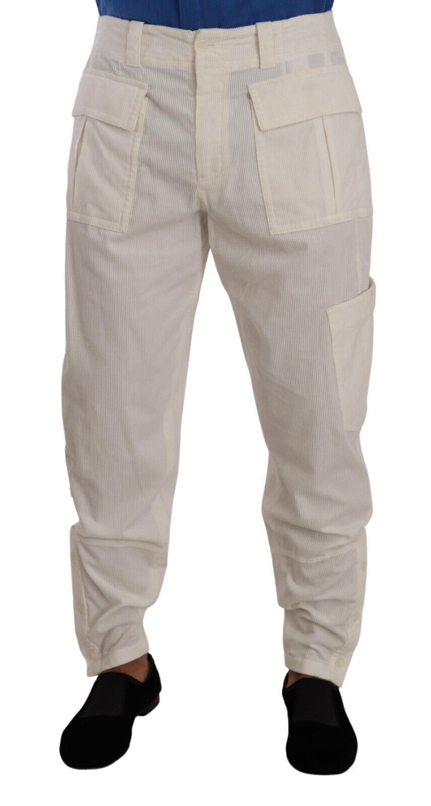 Off White Cotton Corduroy Cargo Pants