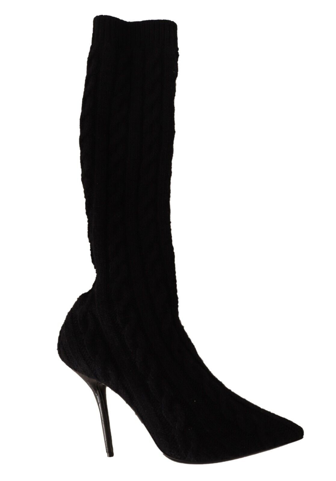 Black Stretch Socks Knee High Booties Shoes