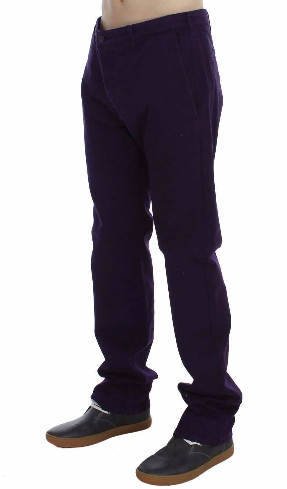 Purple Cotton Stretch Purple Fit  Pants