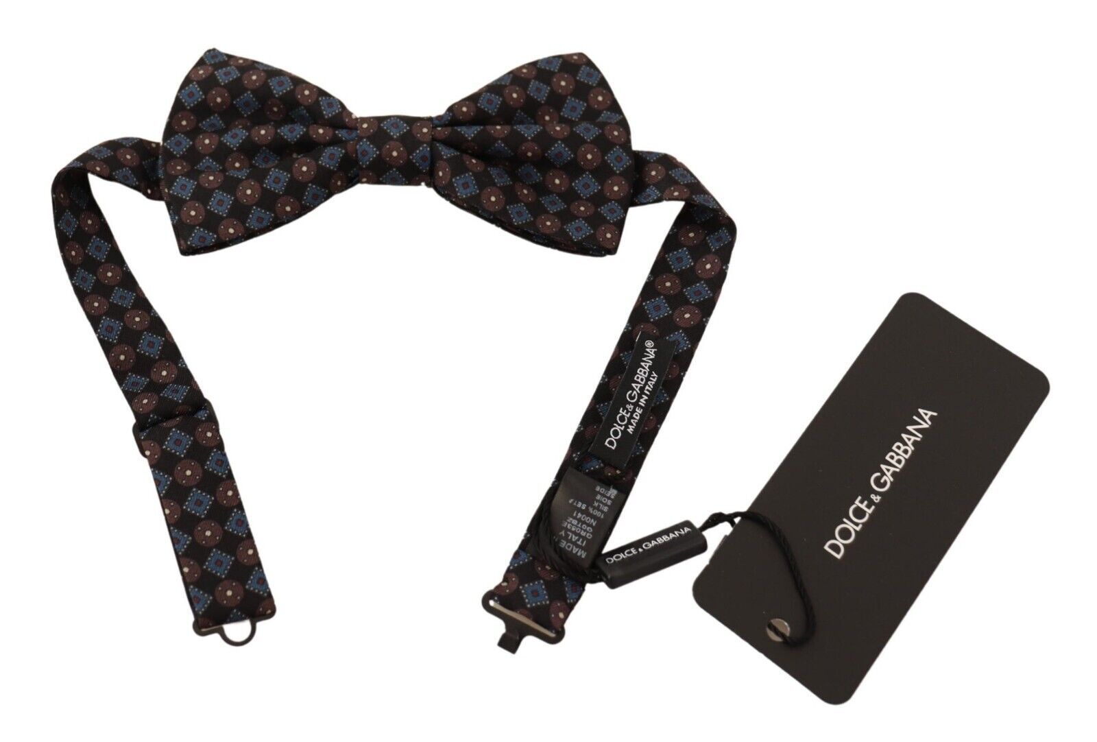 Black Patterned Silk Adjustable Neck Papillon Bow Tie