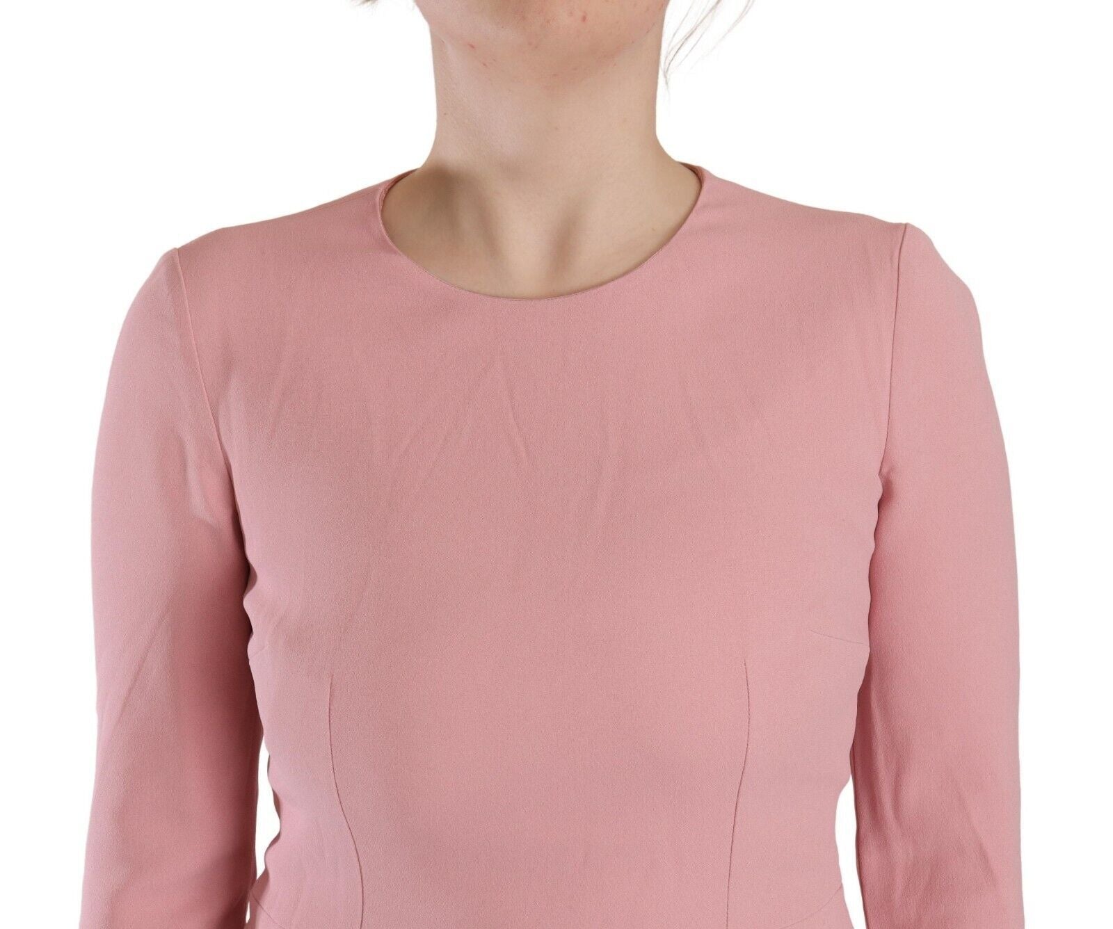 Pink 3/4 Sleeves Viscose Blend A-line Dress