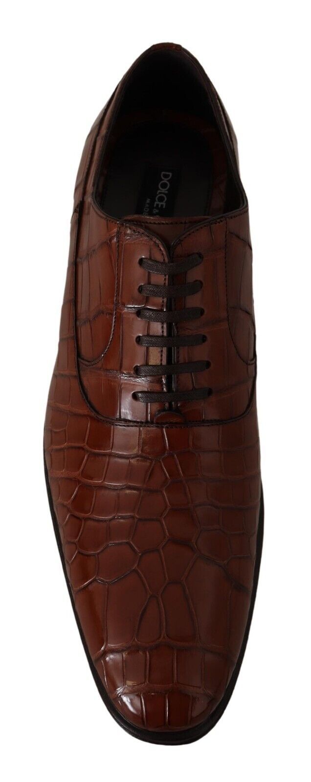 Brown Crocodile Leather Mens Formal Derby Shoes