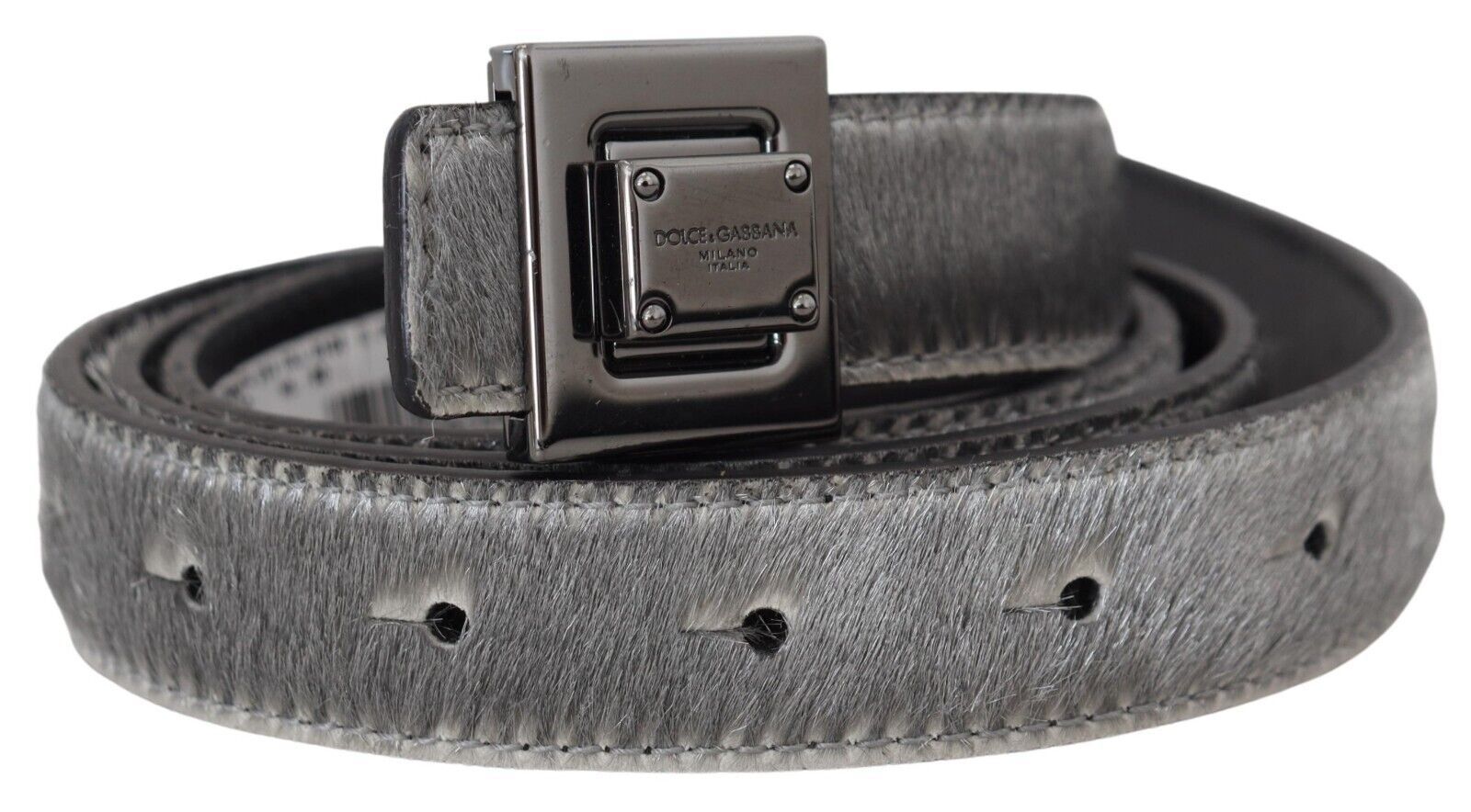 Silver Leather Tone Square Metal Buckle