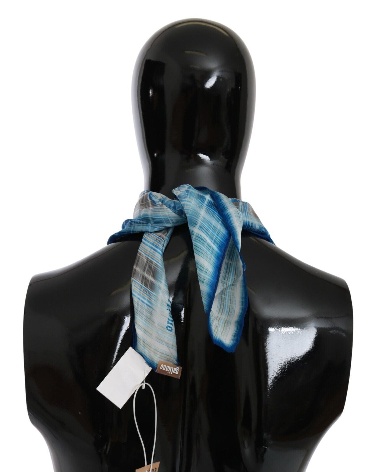 Blue Stripe Floral Printed Bandana Cotton Square Scarf