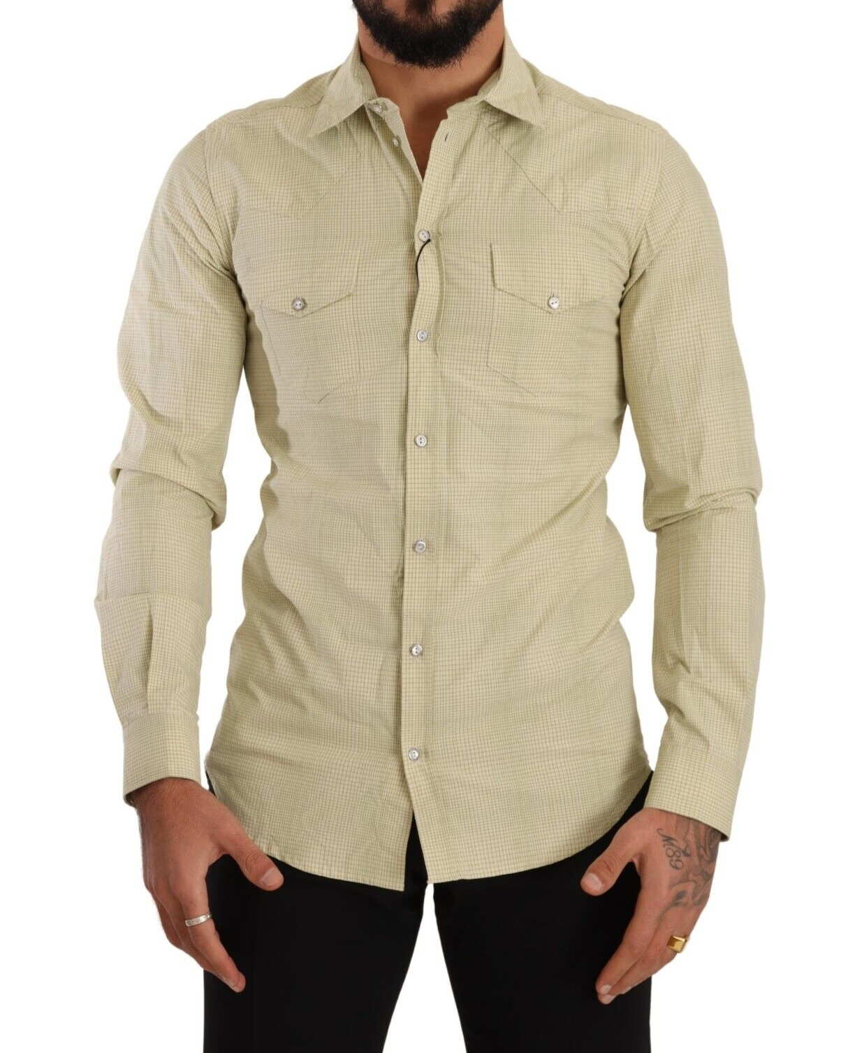 Yellow SICILIA Cotton Casual Slim Fit Shirt