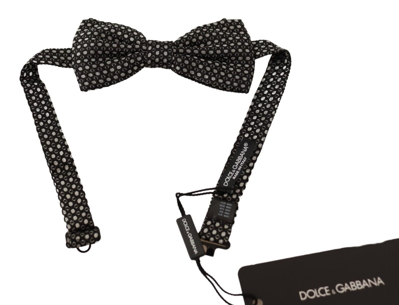 Black Patterned Adjustable Neck Papillon Bow Tie