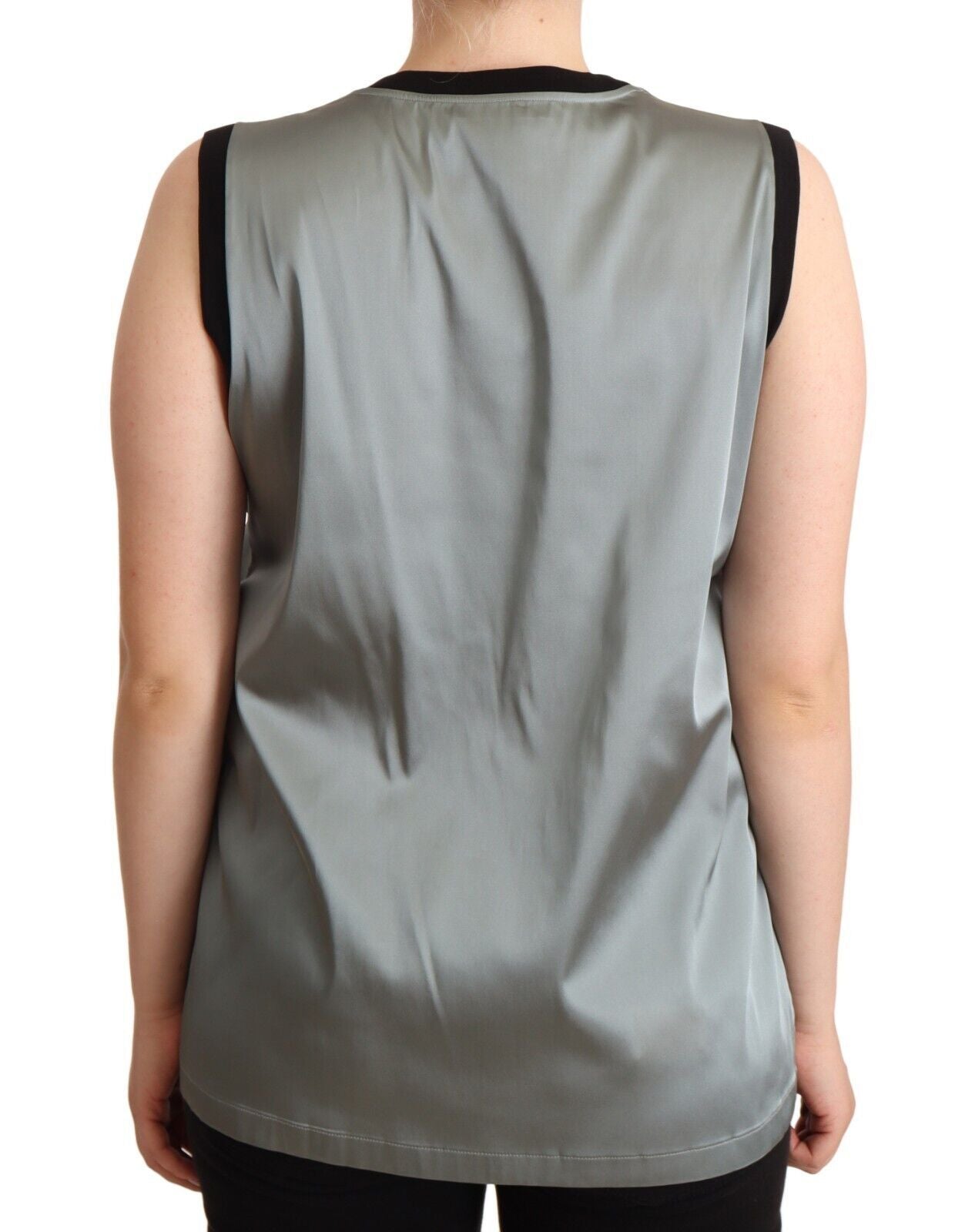 Silver Round Neck Sleeveless Casual Tank Top