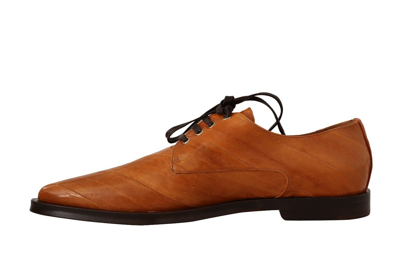 Brown Eel Leather Lace Up Formal Shoes