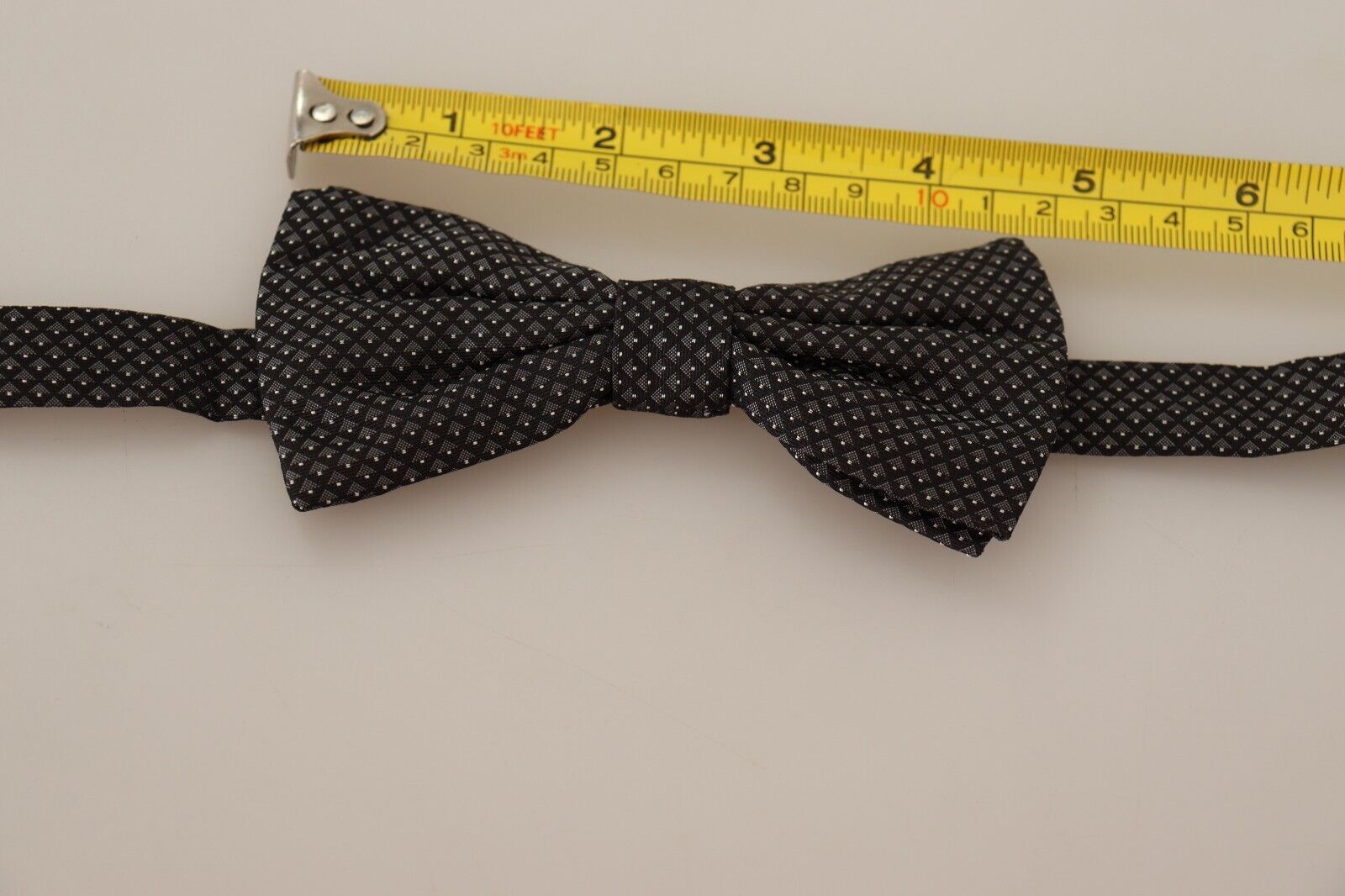 Black Patterned Silk Adjustable Neck Papillon Bow Tie