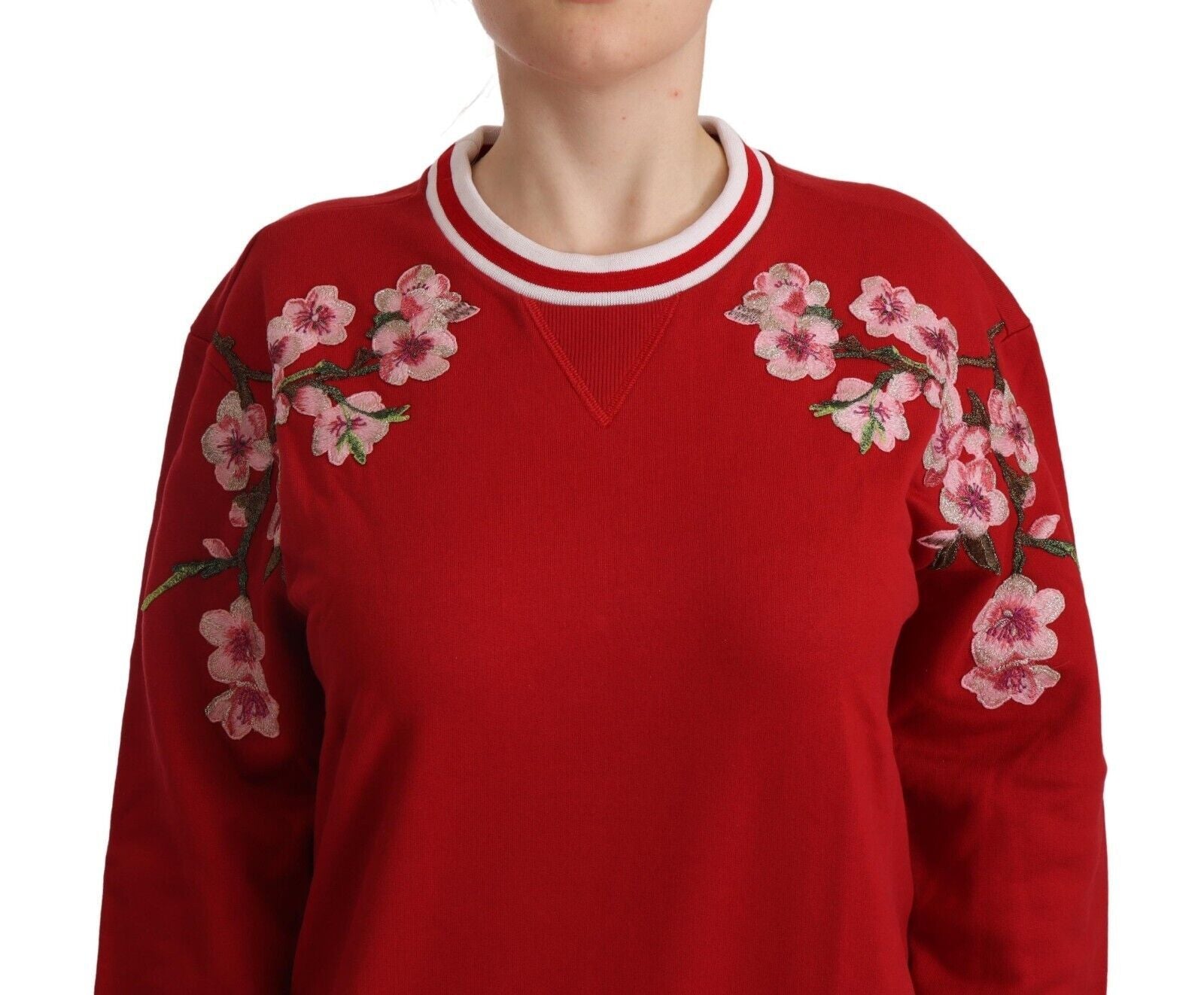 Red Cotton Crewneck #DGlove Pullover Sweater