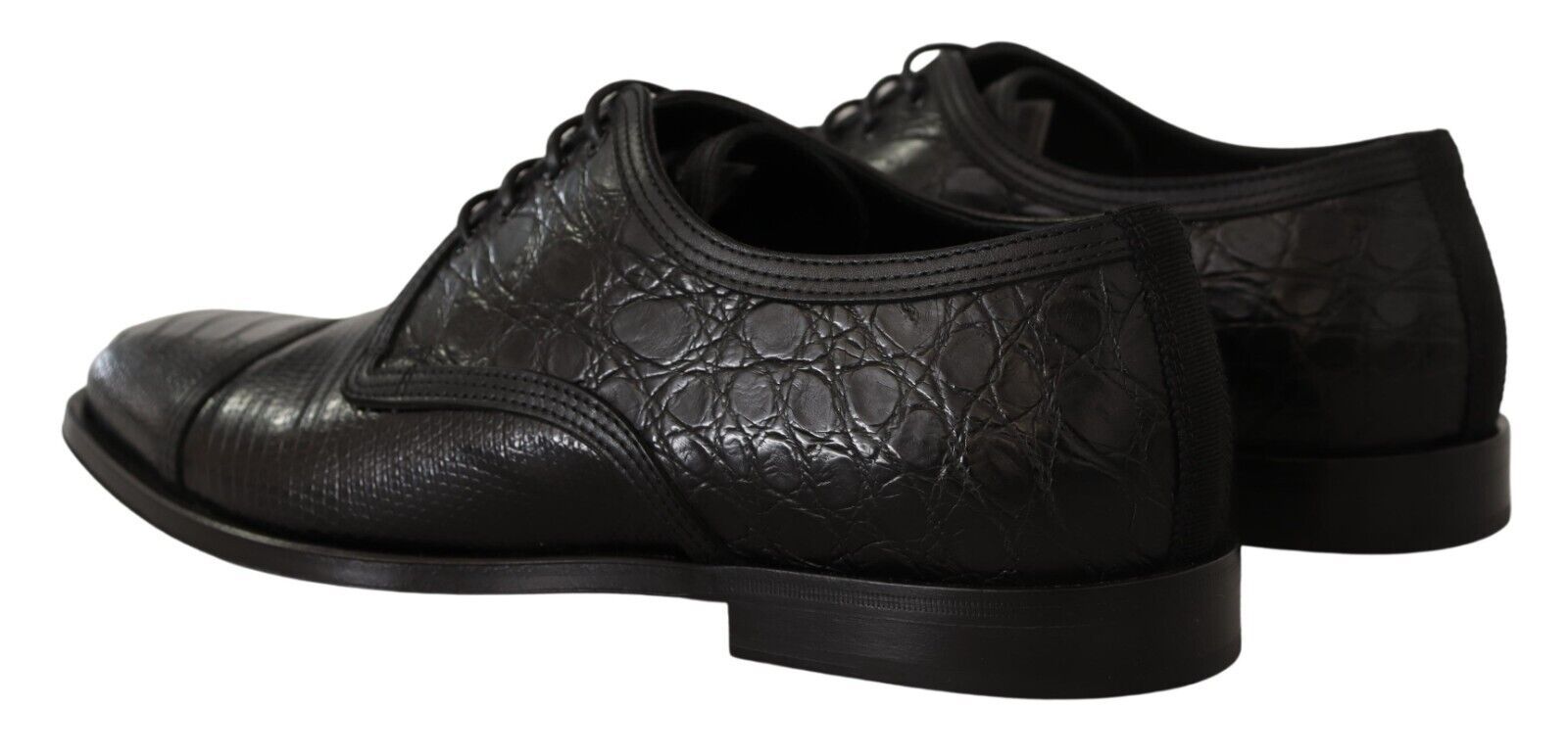 Black Exotic Leather Lace Up Formal Derby Shoes