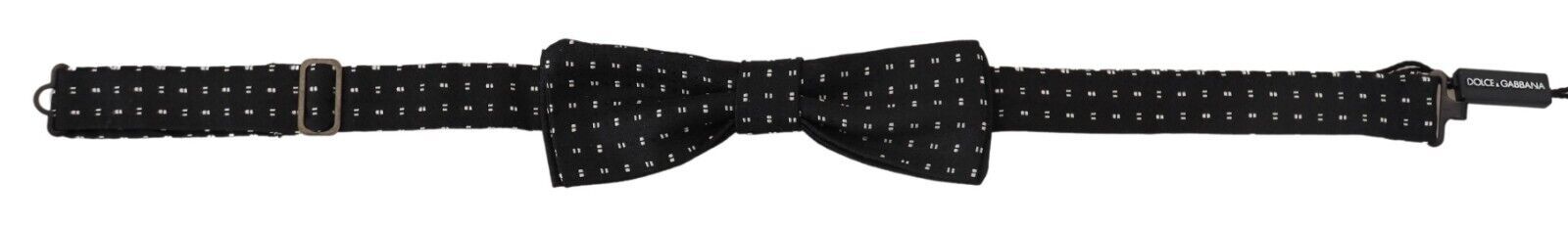 Black Silk Patterned Neck Papillon Accessory Bow Tie