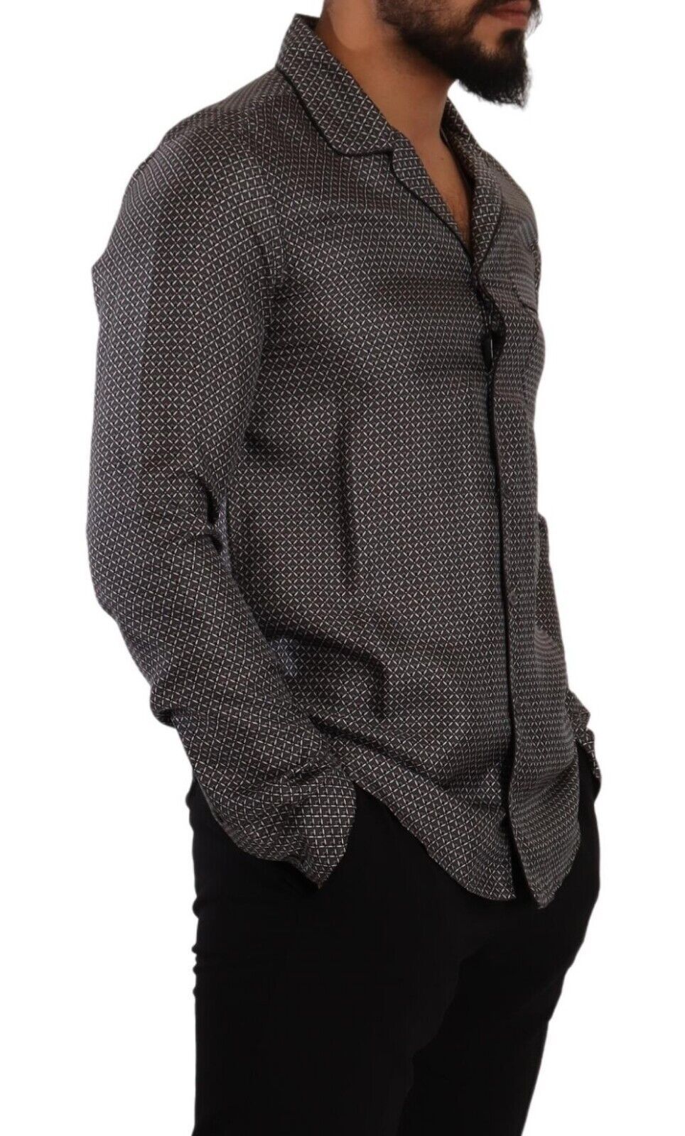 Gray Fantasy Pattern Pajama Top Mens Shirt