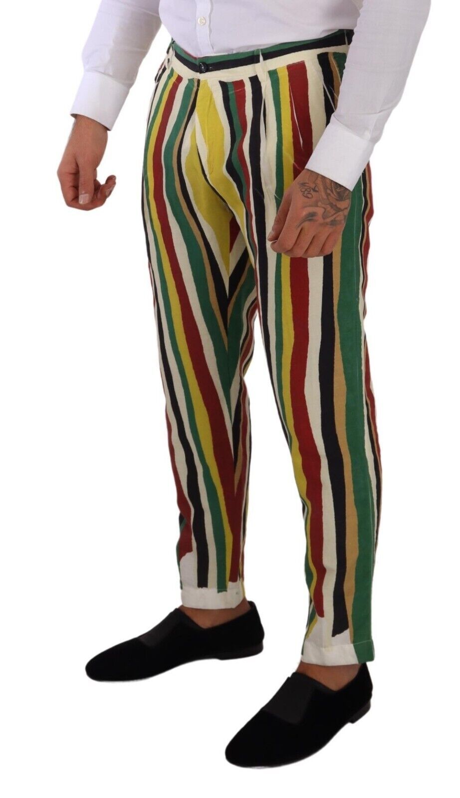 Multicolor Striped Linen Cotton Pants