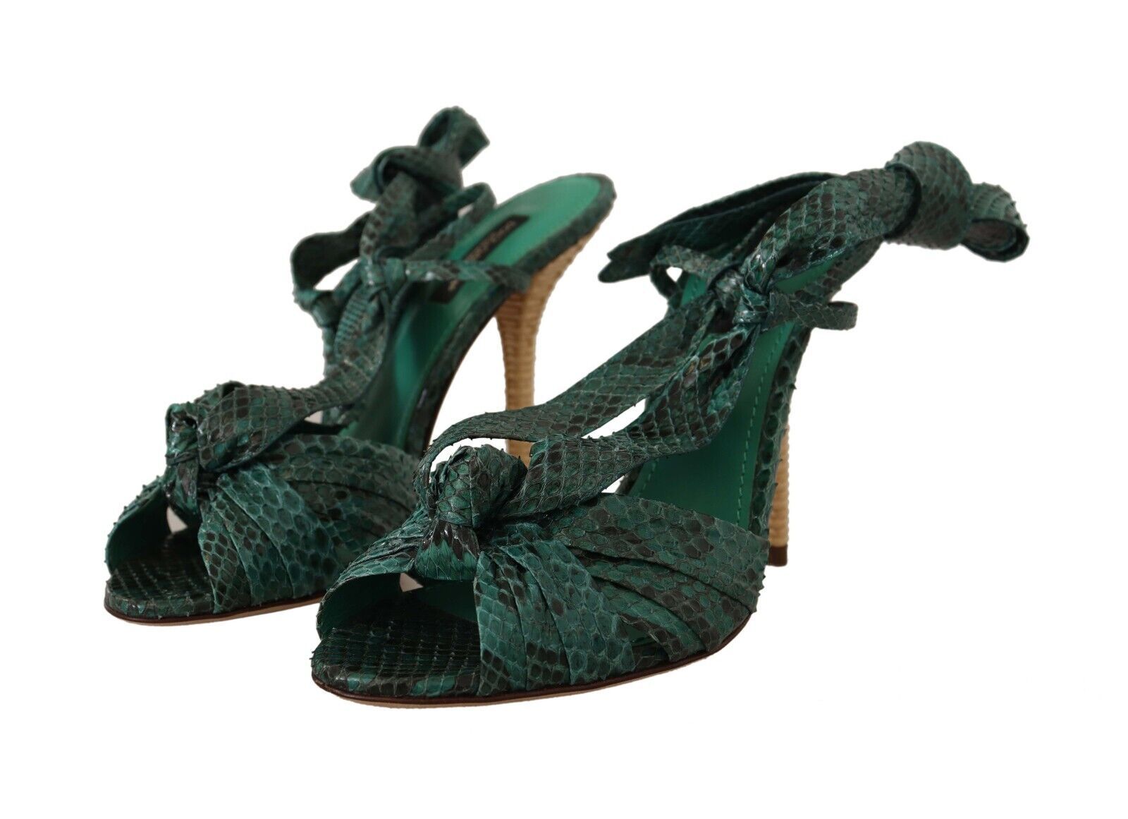 Emerald Exotic Leather Heels Sandals Shoes