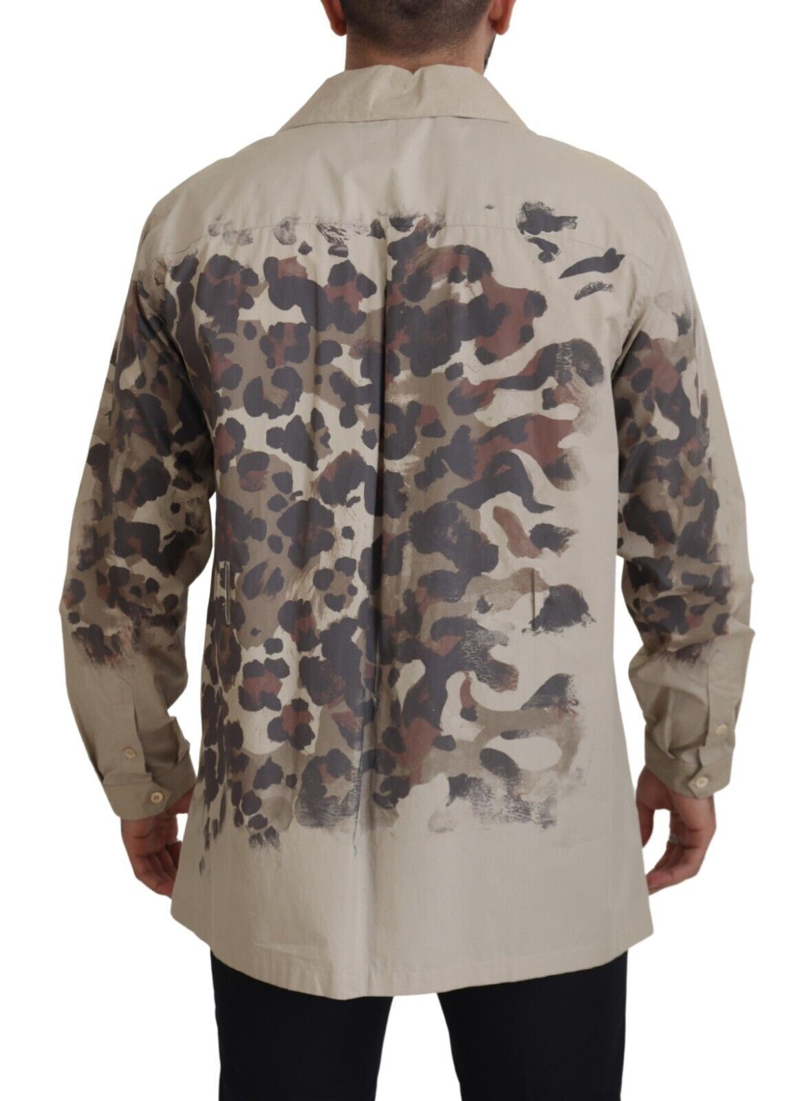 Beige Camouflage Cotton Long Sleeves Shirt