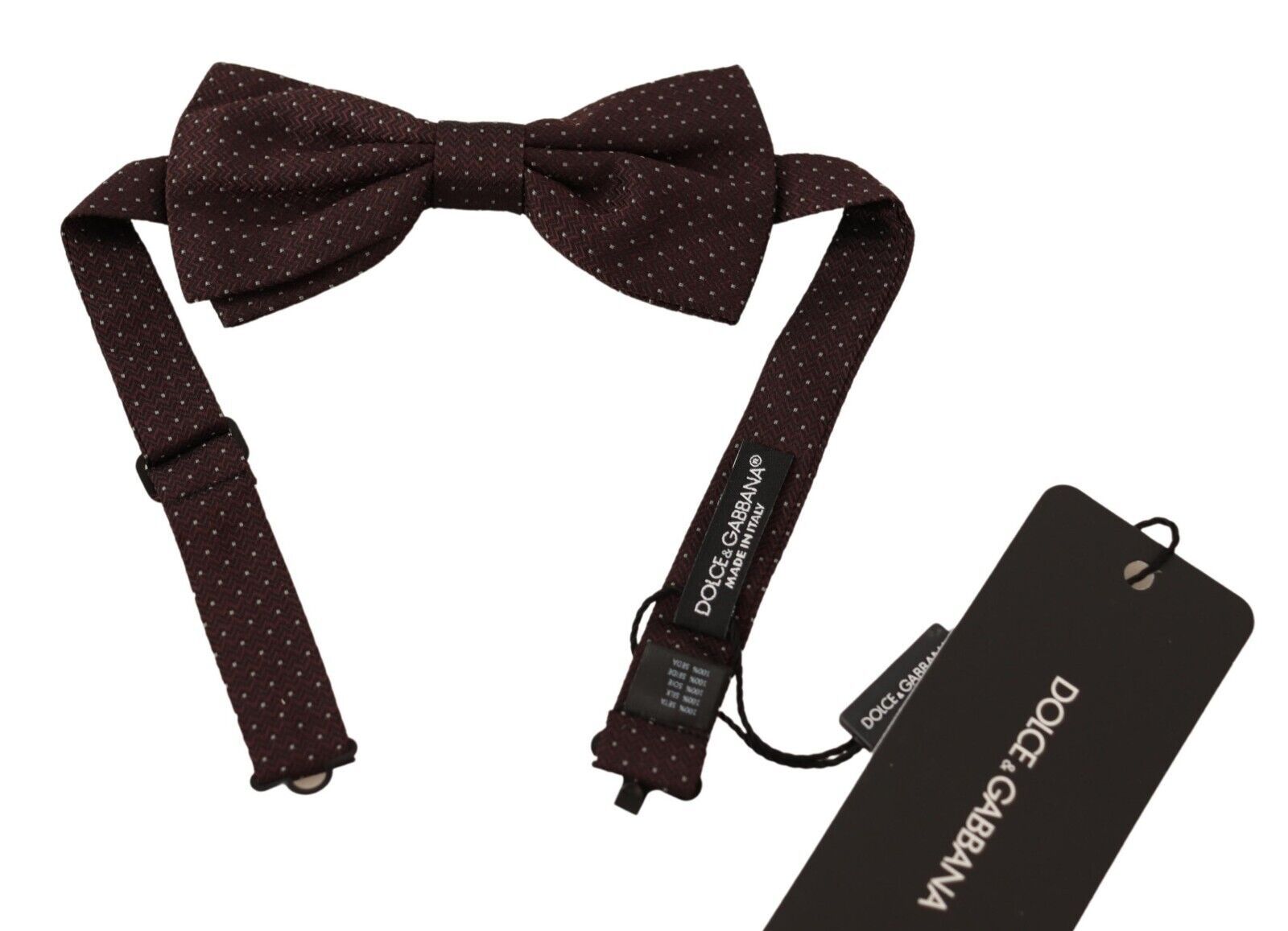 Brown Dotted Silk Adjustable Neck Papillon Bow Tie