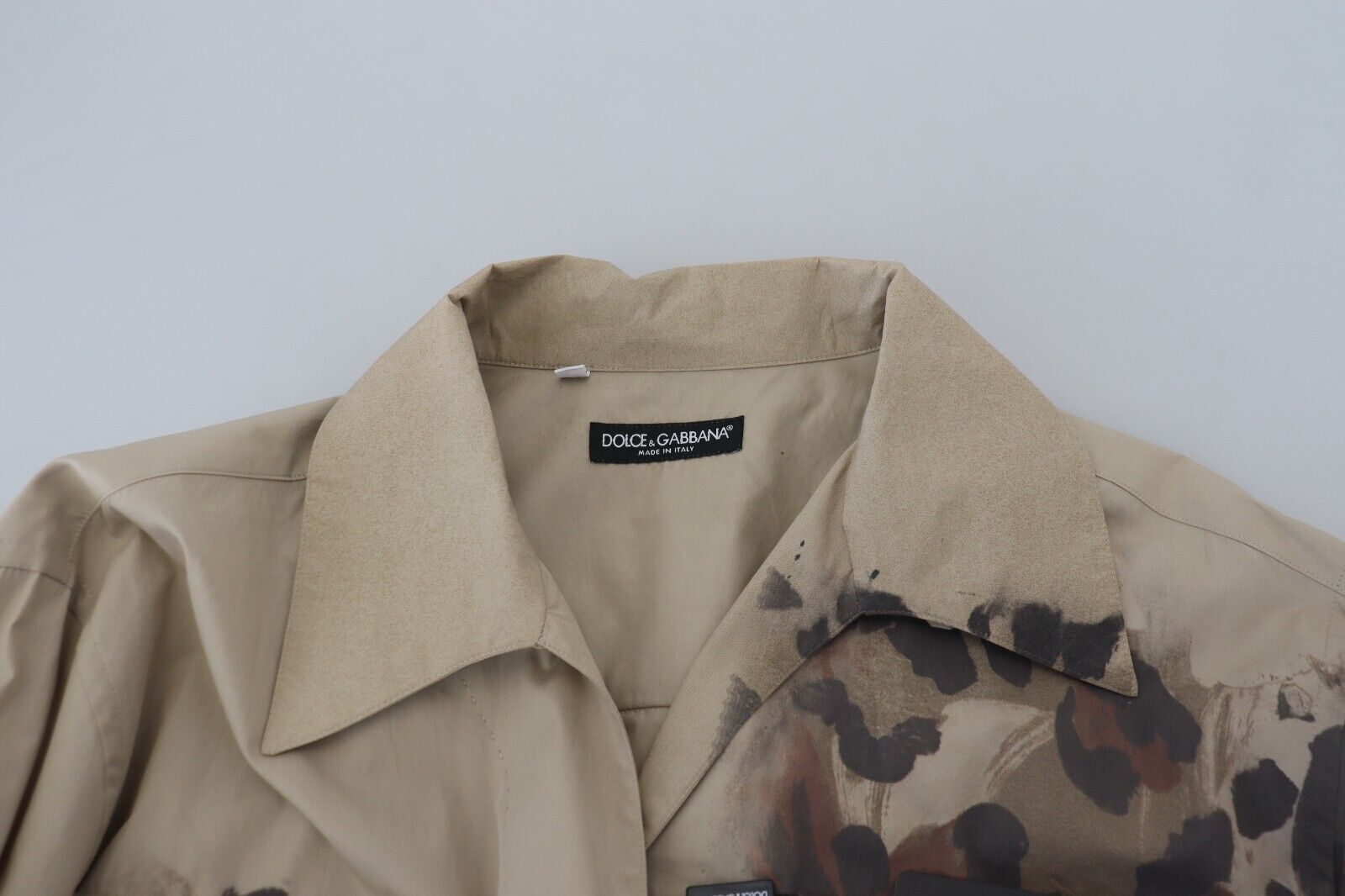 Beige Camouflage Cotton Long Sleeves Shirt