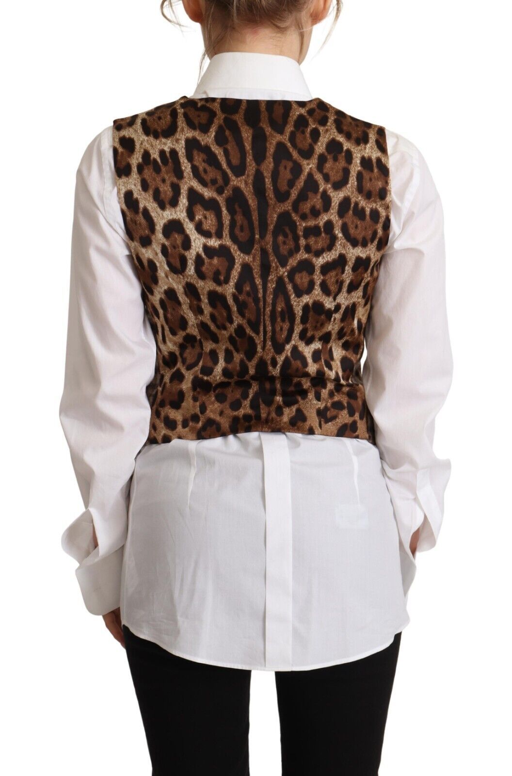 Brown Checkered Leopard V-neck Sleeveless Vest Top