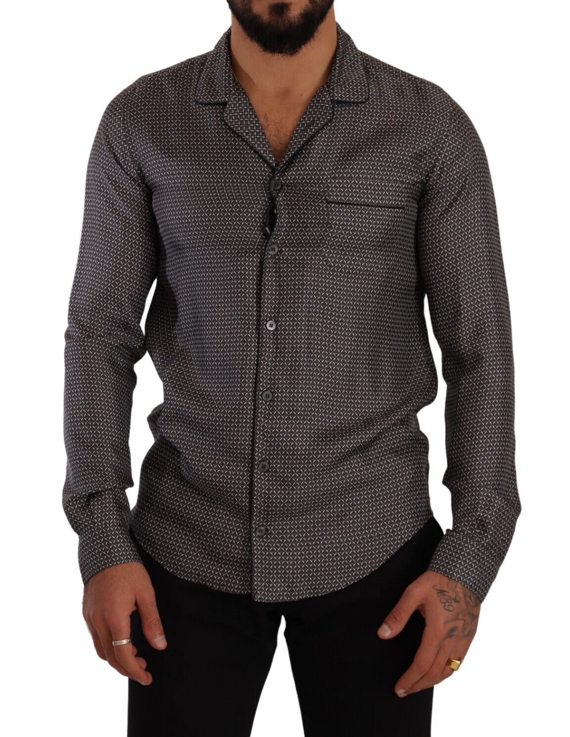 Gray Fantasy Pattern Pajama Top Mens Shirt