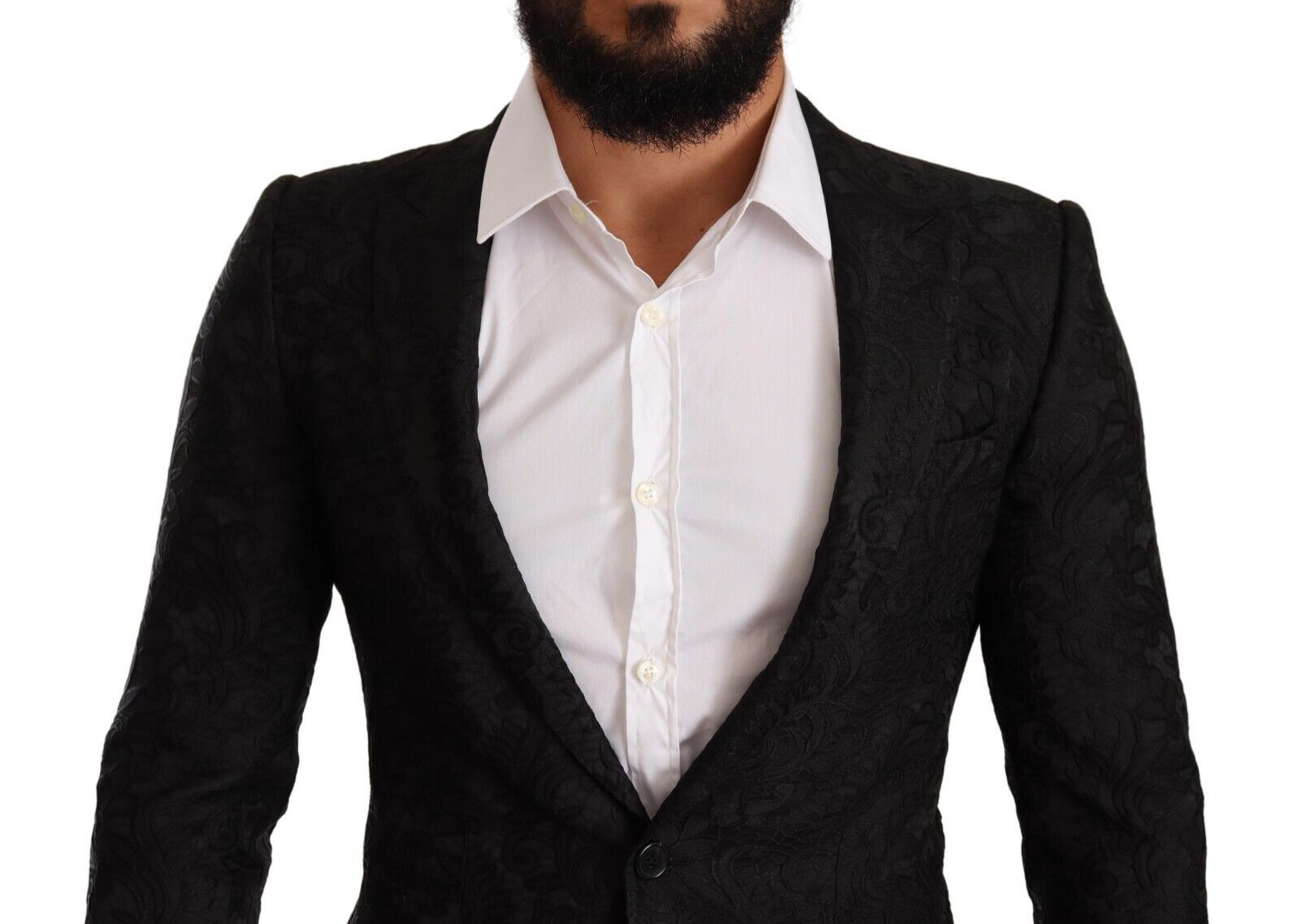 Black Brocade Two Button Suit MARTINI Jacket
