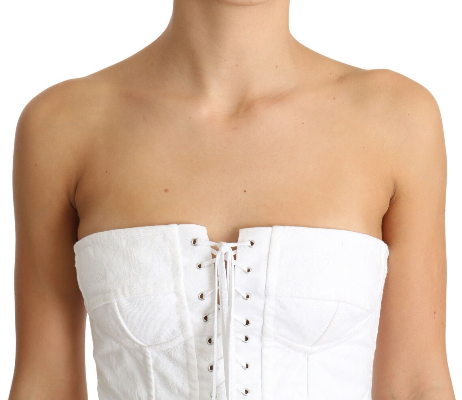 White PALERMO Bustier Cotton Top Corset