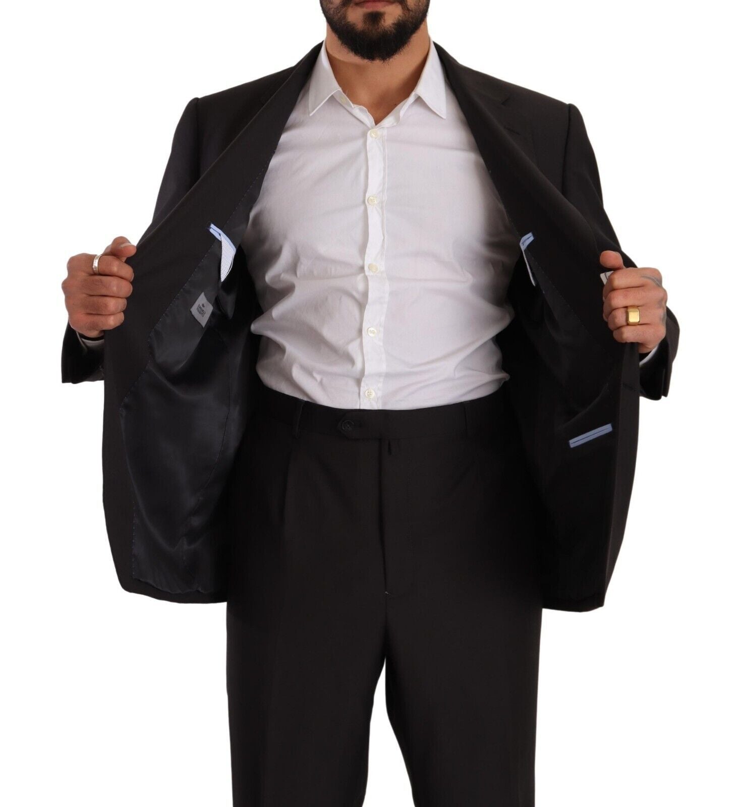 Gray Polyester Single Breasted Formal Suit