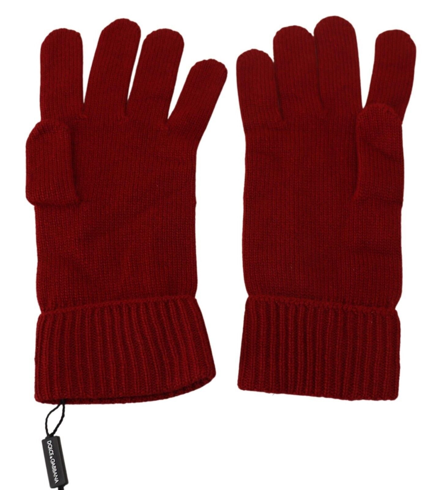 Dolce & Gabbana Red 100% Cashmere Knit Hands Mitten Mens Gloves