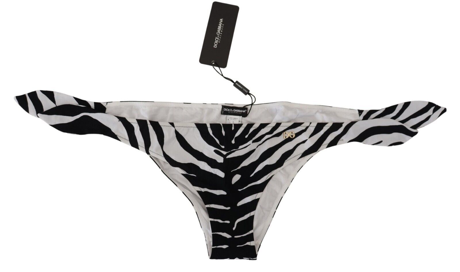 White Swimwear Zebra Side Tie Bottom Swimsuit