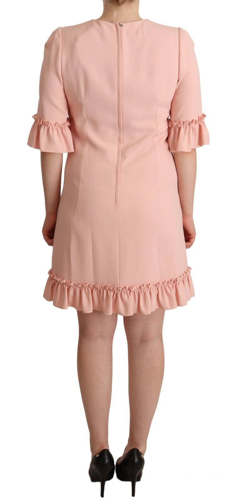 Pink Ruffled Sleeves Viscose Sheath Dress