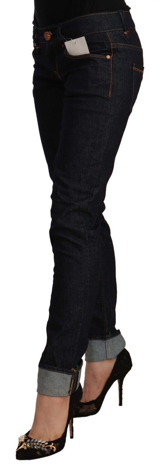 Black Cotton Low Waist Slim Fit Denim Jeans