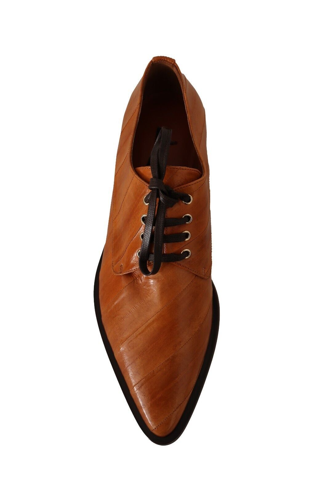 Brown Eel Leather Lace Up Formal Shoes