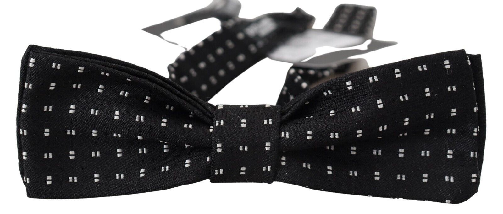 Black Silk Patterned Neck Papillon Accessory Bow Tie