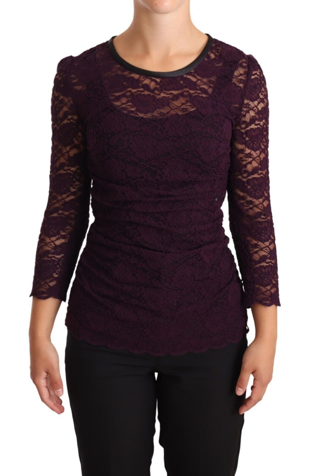 Purple Lace Long Sleeve Top Blouse