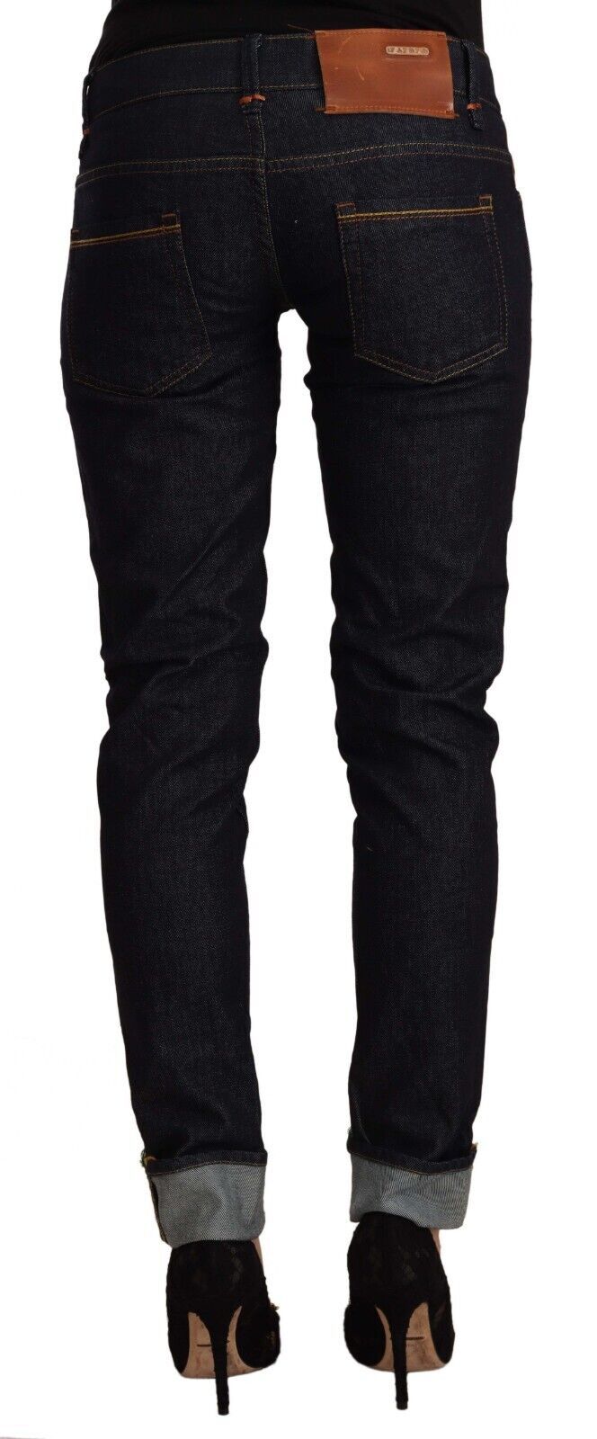 Black Cotton Low Waist Slim Fit Denim Jeans