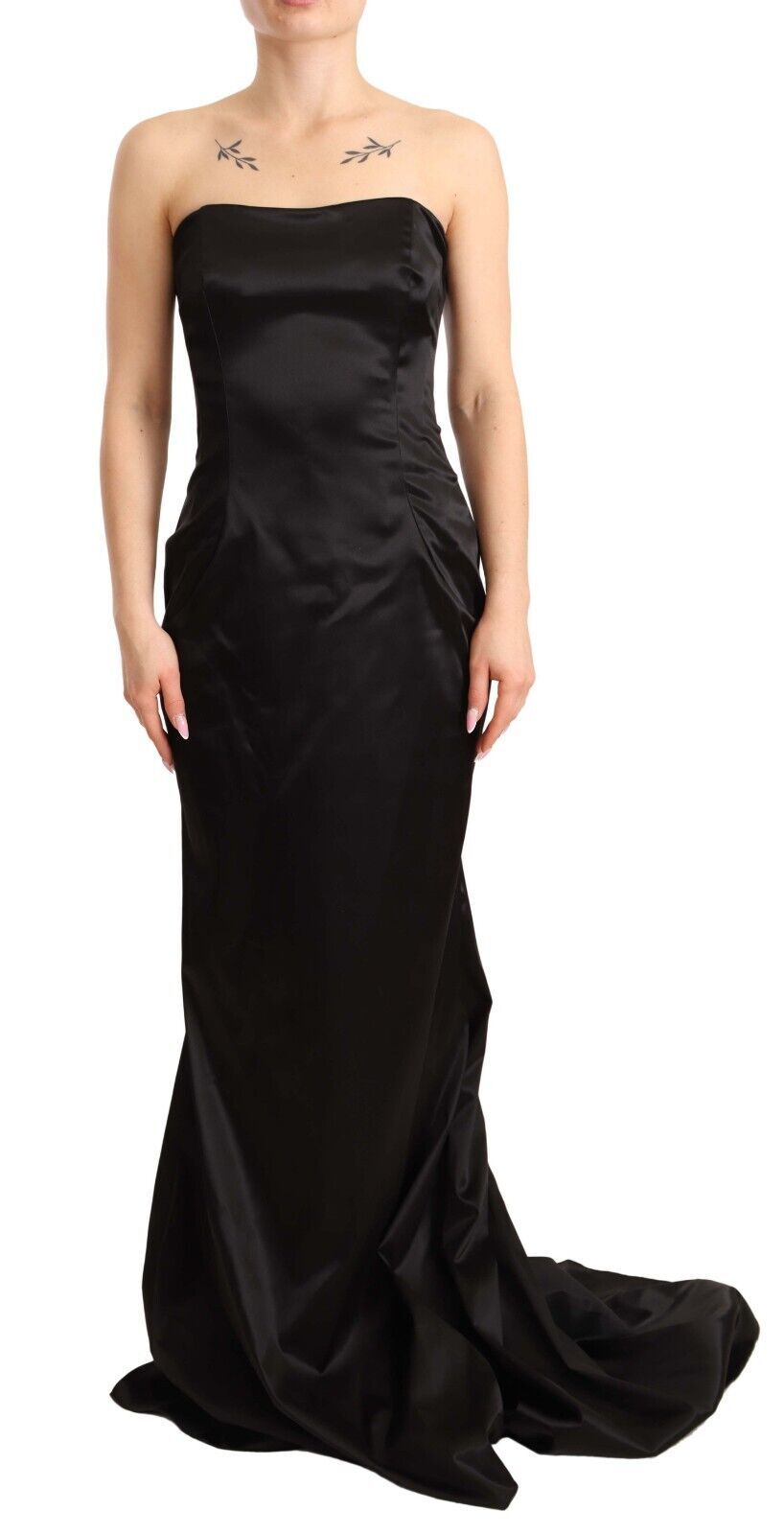 Black Silk Stretch Sheath Mermaid Gown Dress