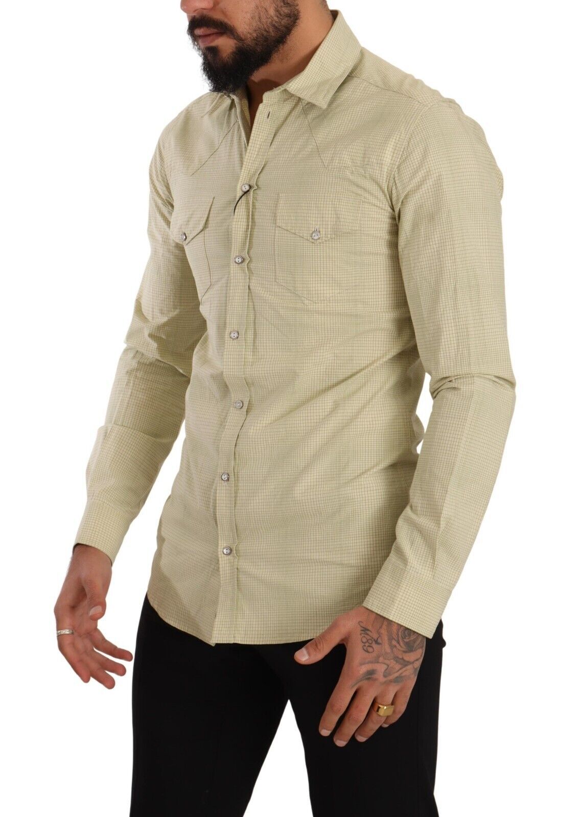 Yellow SICILIA Cotton Casual Slim Fit Shirt