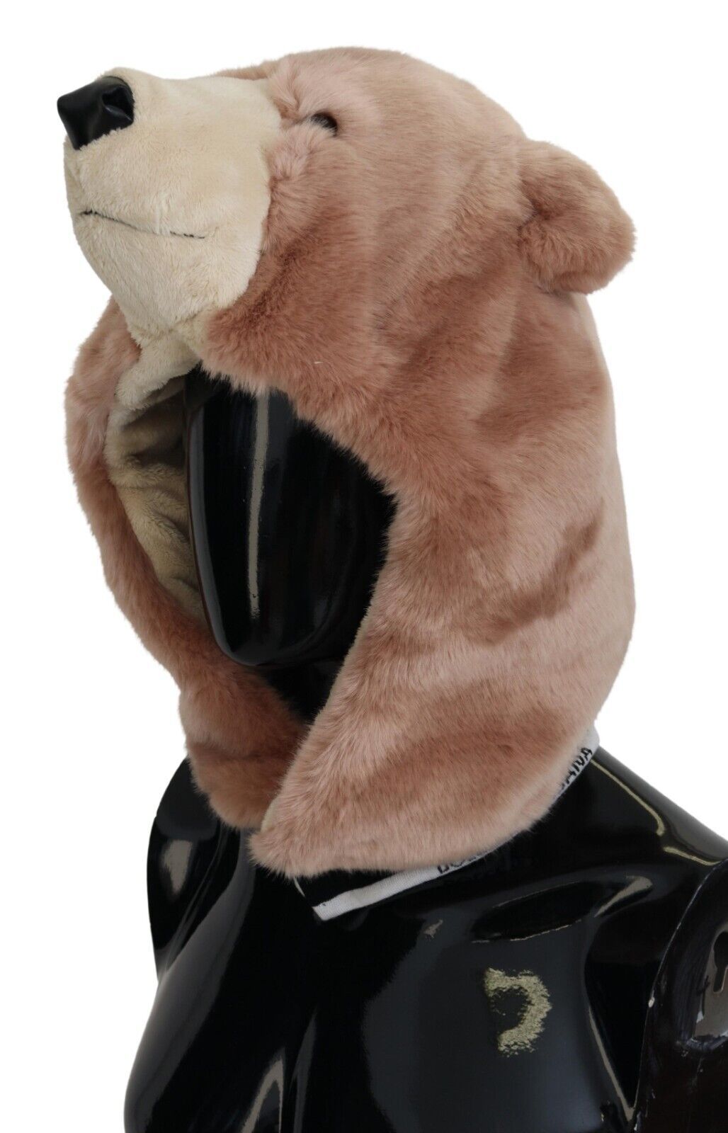 Beige Bear Fur Whole Head Cap One Size Polyester Hat