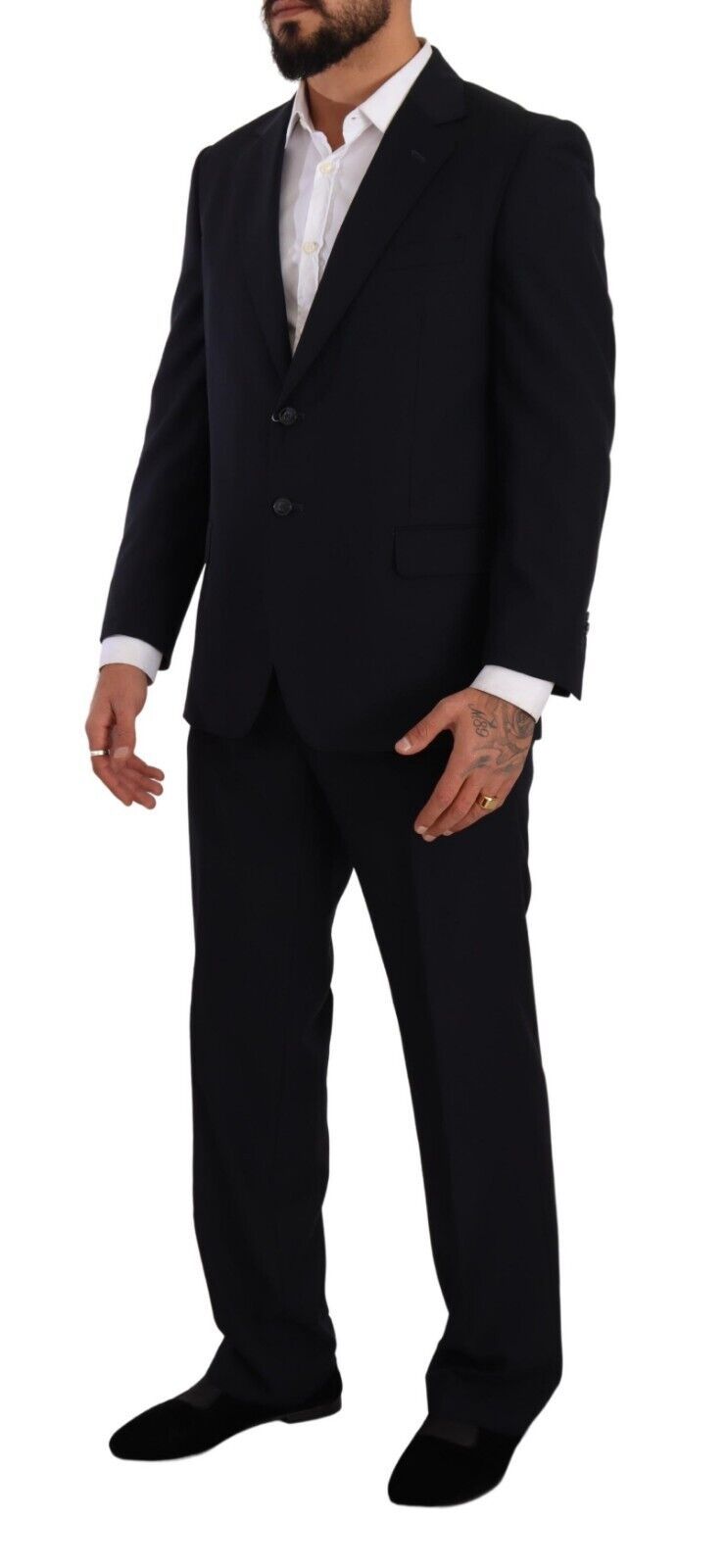 Blue Polyester Single Breasted Formal Suit