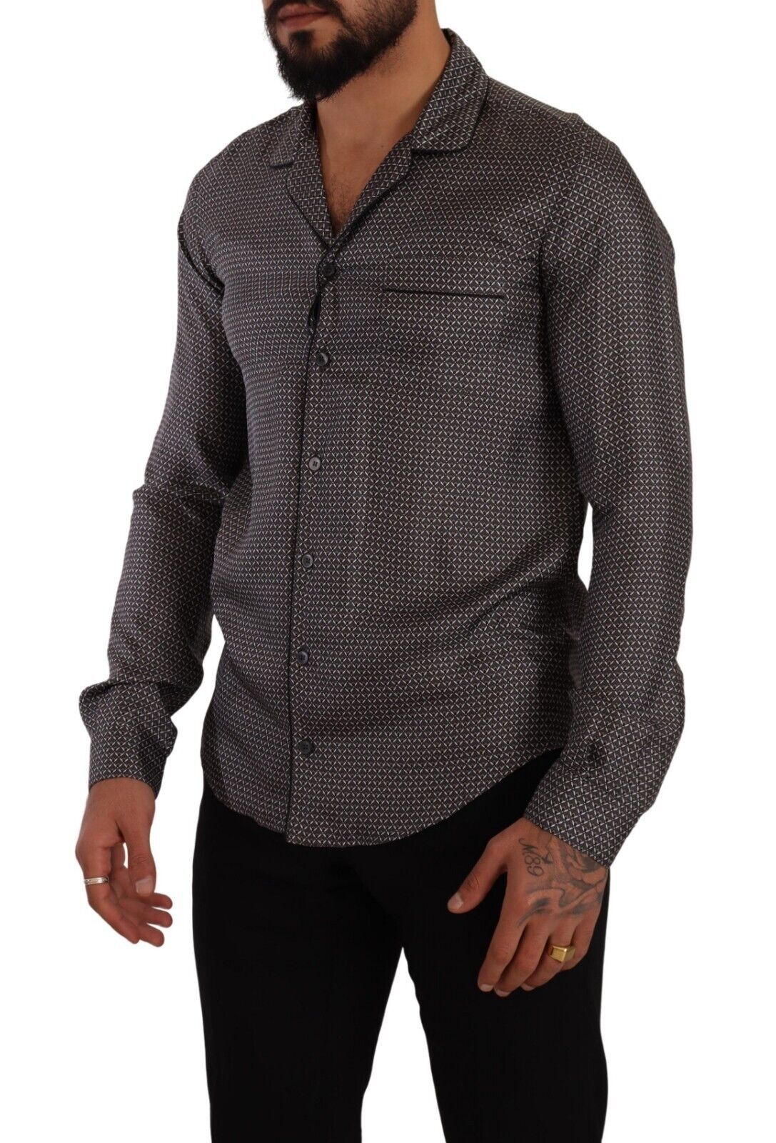 Gray Fantasy Pattern Pajama Top Mens Shirt