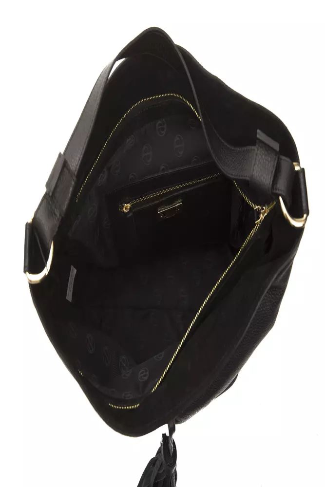 Pompei Donatella Black Leather Shoulder Bag