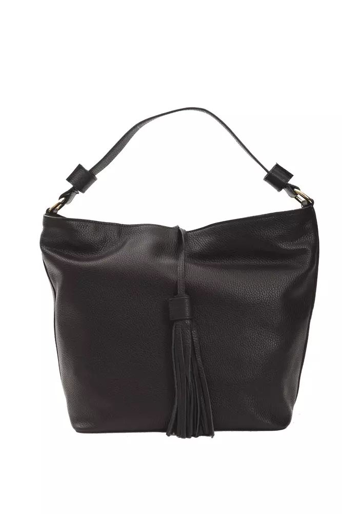 Pompei Donatella Black Leather Shoulder Bag